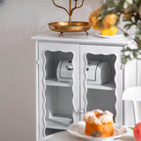 Elegant White Wave Design Metal Storage China Cabinet Image - 4