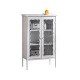 Elegant White Wave Design Metal Storage China Cabinet Image - 7