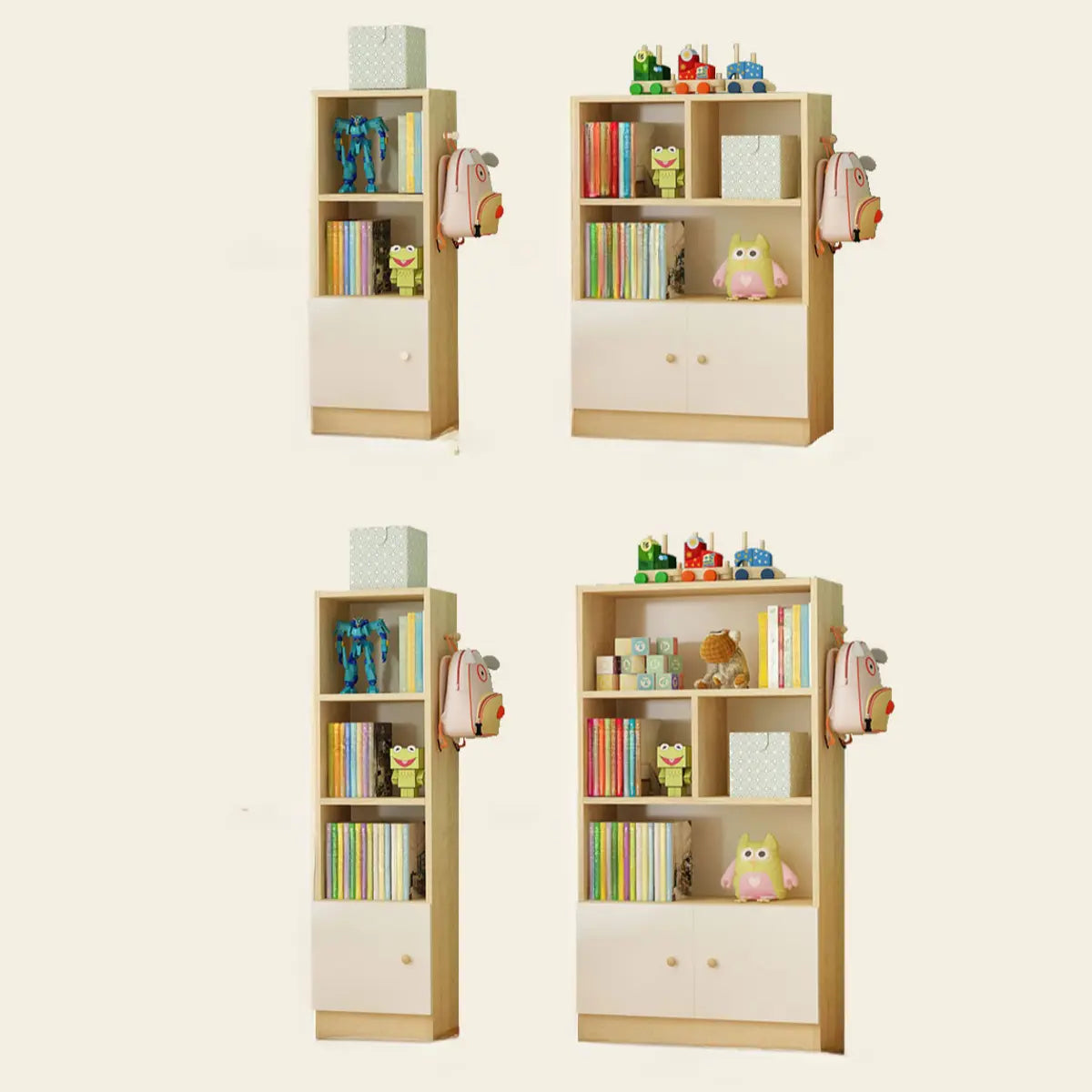 Elegant White Wood Vertical Rectangle Display Bookcase Image - 10