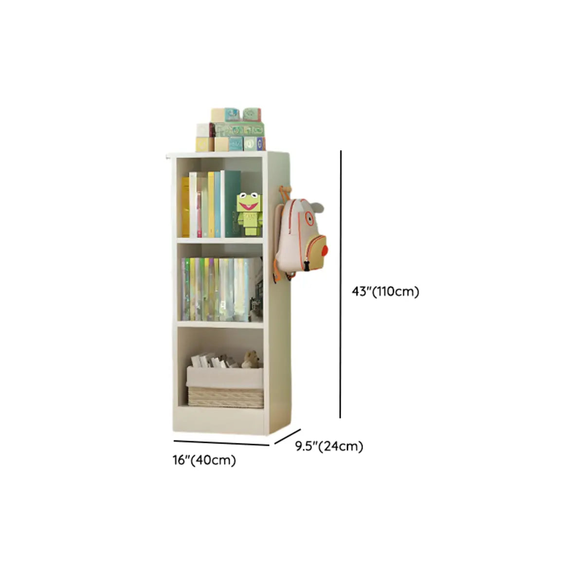 Elegant White Wood Vertical Rectangle Display Bookcase 