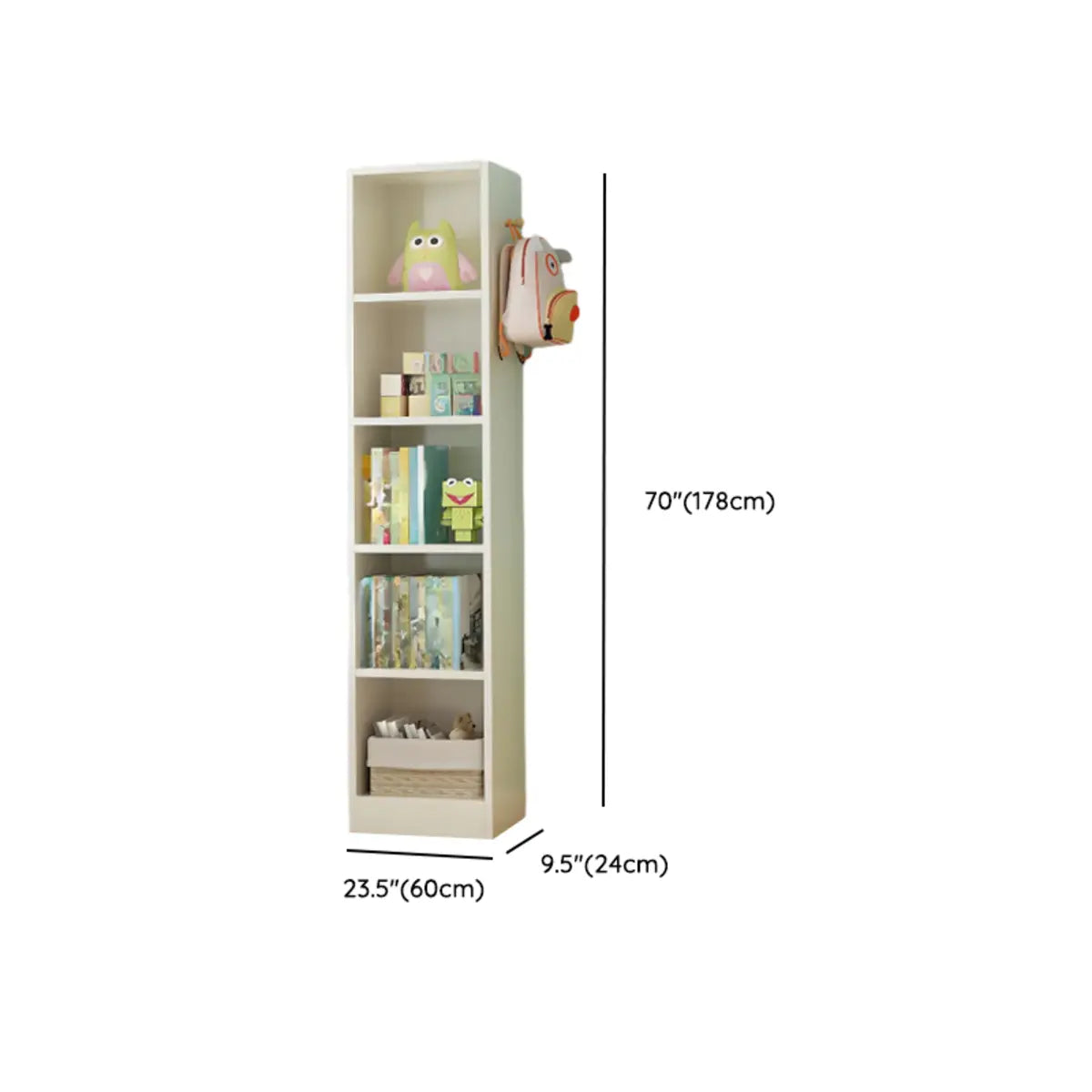 Elegant White Wood Vertical Rectangle Display Bookcase Image - 27