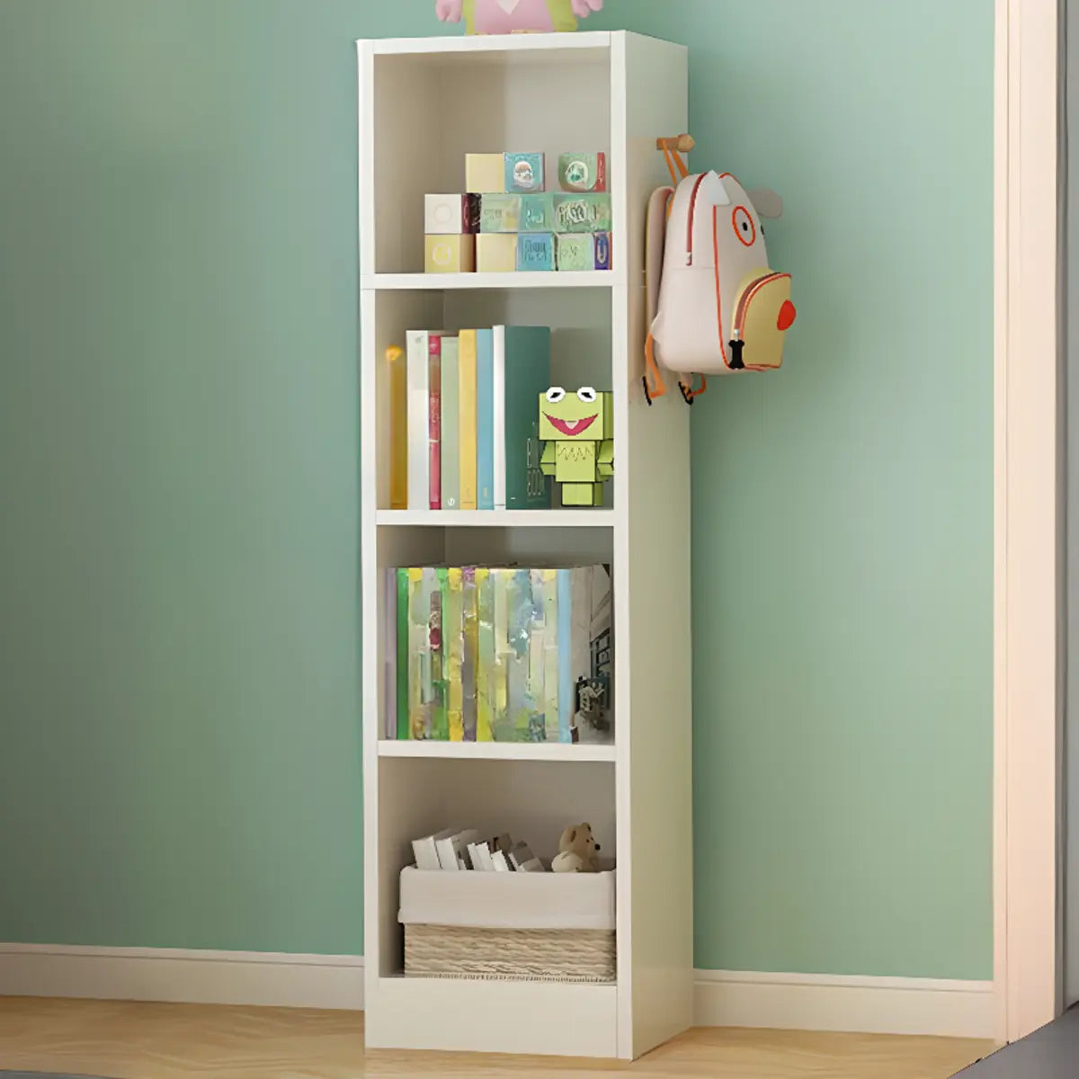 Elegant White Wood Vertical Rectangle Display Bookcase Image - 3