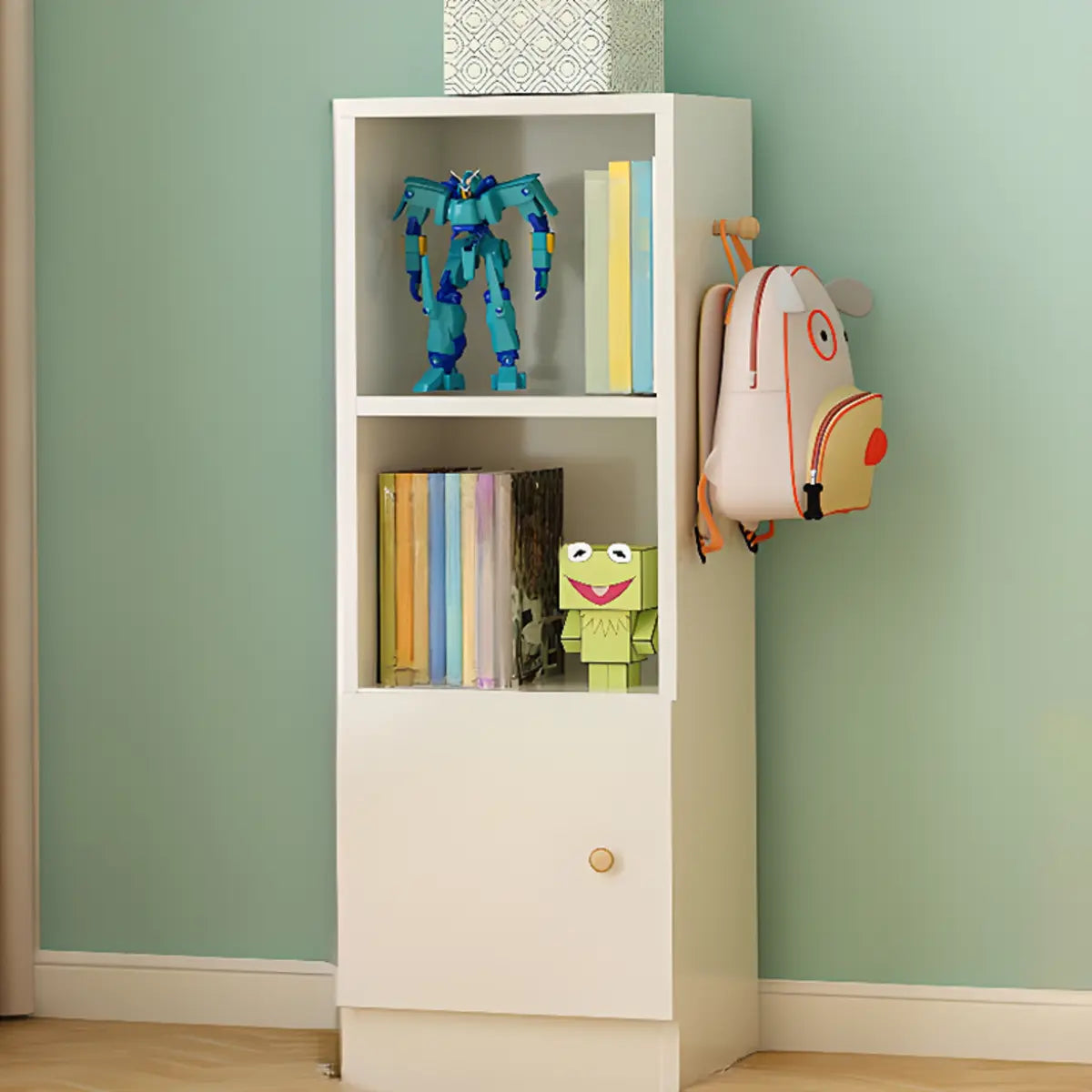 Elegant White Wood Vertical Rectangle Display Bookcase Image - 9