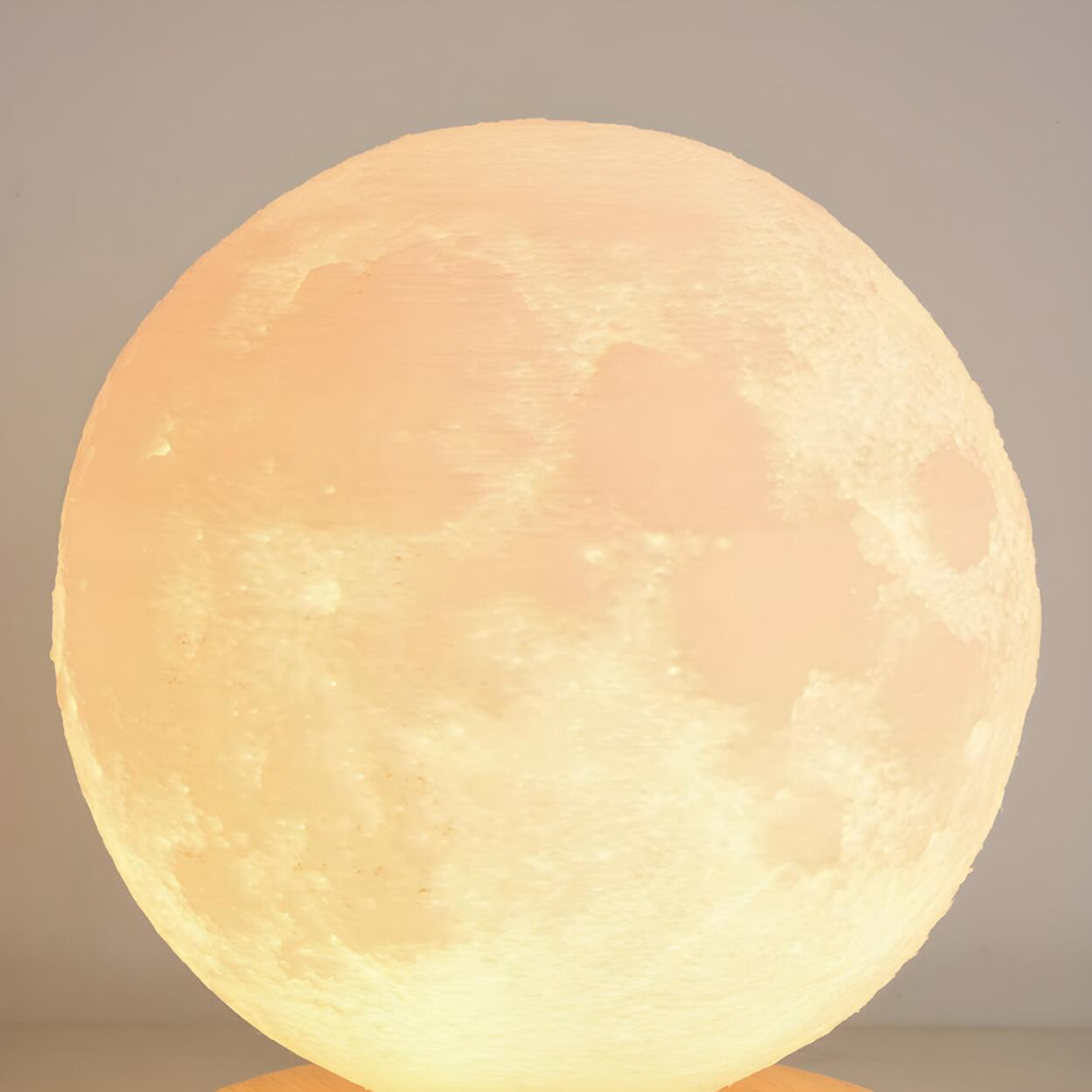 Elegant Wood Base Globe Shade Moon Bedroom Table Lamp Image - 12