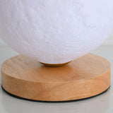 Elegant Wood Base Globe Shade Moon Bedroom Table Lamp Image - 13