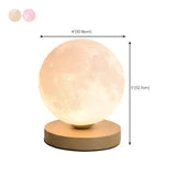 Elegant Wood Base Globe Shade Moon Bedroom Table Lamp #size