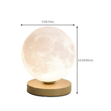 Elegant Wood Base Globe Shade Moon Bedroom Table Lamp Image - 17