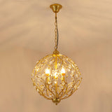 ElegantGold Spherical Crystal Leaves Candle Chandelier Image - 1