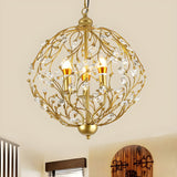 ElegantGold Spherical Crystal Leaves Candle Chandelier Image - 2