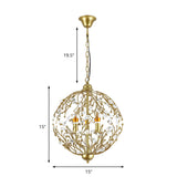 ElegantGold Spherical Crystal Leaves Candle Chandelier #size