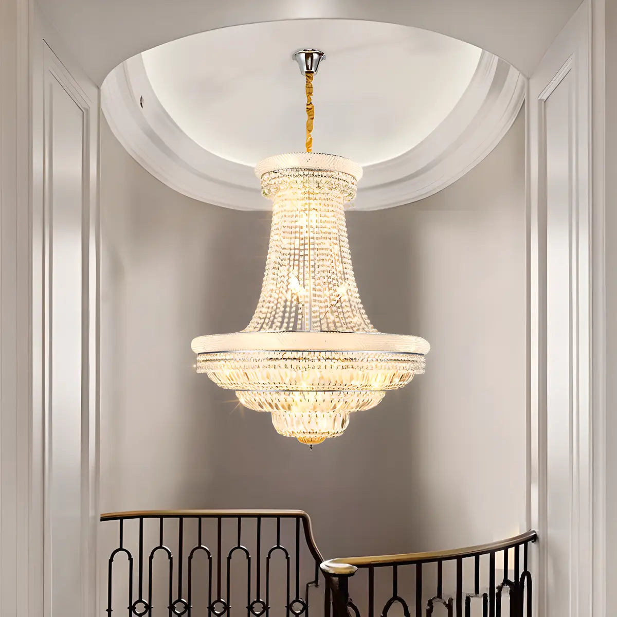 Empire Crystal Clear High Ceiling Foyer Chandelier Image - 2