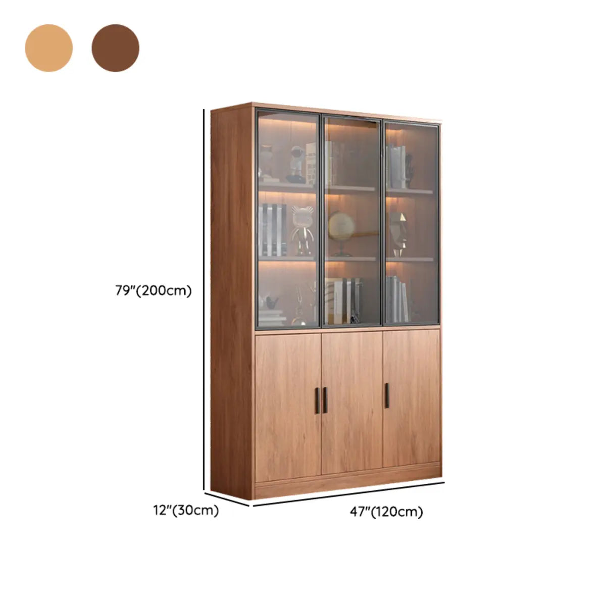 Enclosed Natural Finish Oak Standard Display Cabinet 