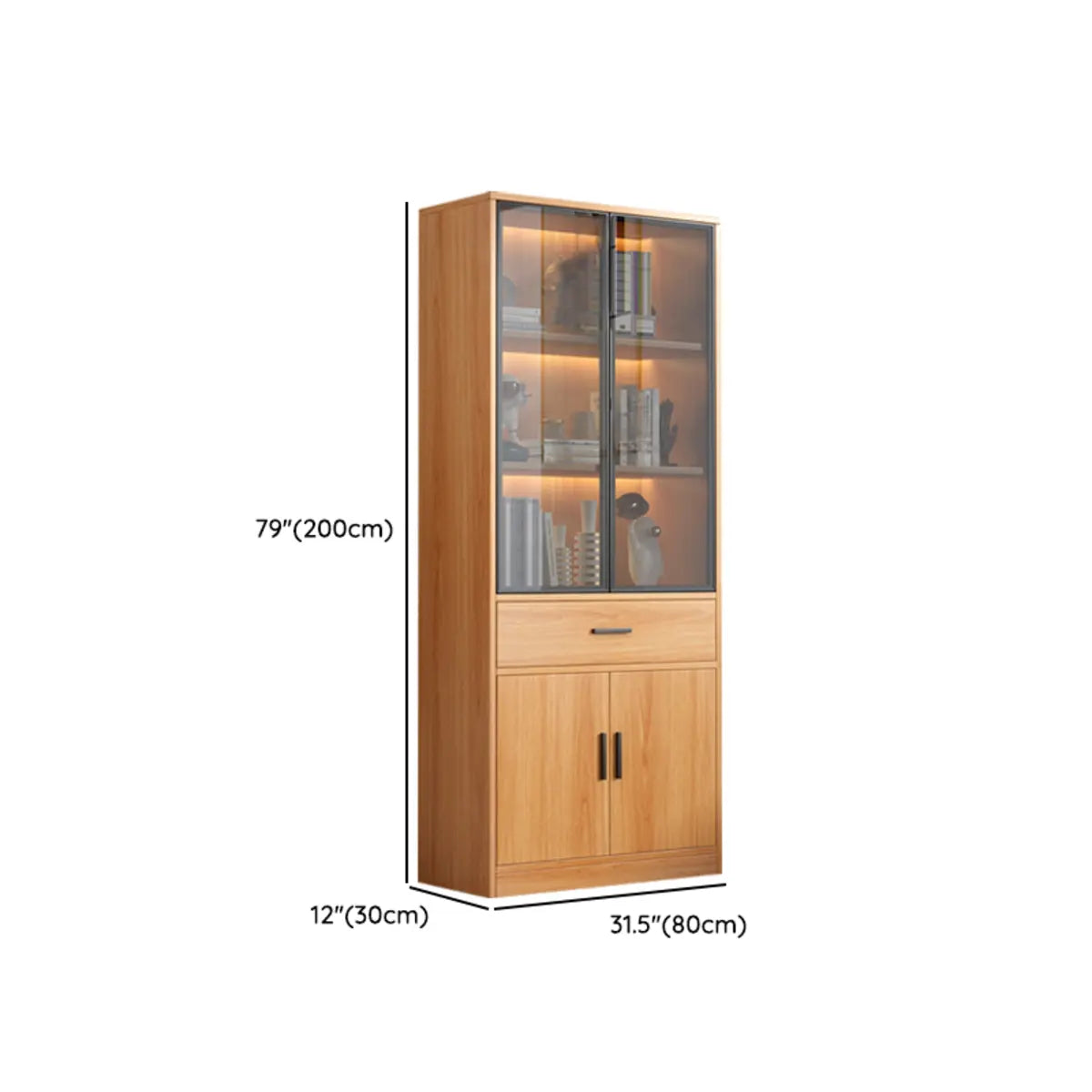 Enclosed Natural Finish Oak Standard Display Cabinet Image - 12