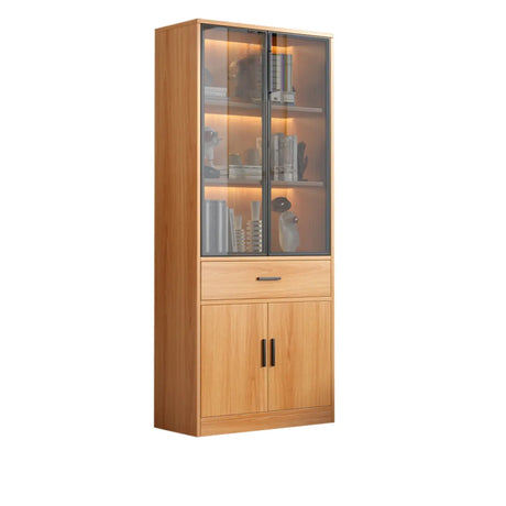 Enclosed Natural Finish Oak Standard Display Cabinet Image - 2