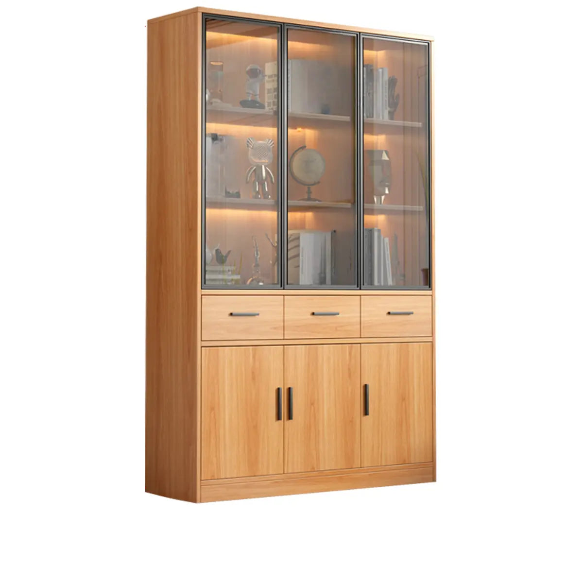 Enclosed Natural Finish Oak Standard Display Cabinet Image - 5