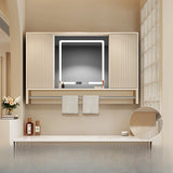 Engineered Wood Light Yellow Frameless Vanity Cabinet Image - 13