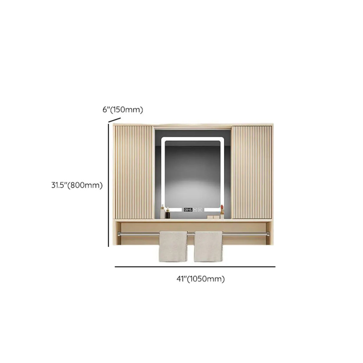 Engineered Wood Light Yellow Frameless Vanity Cabinet 