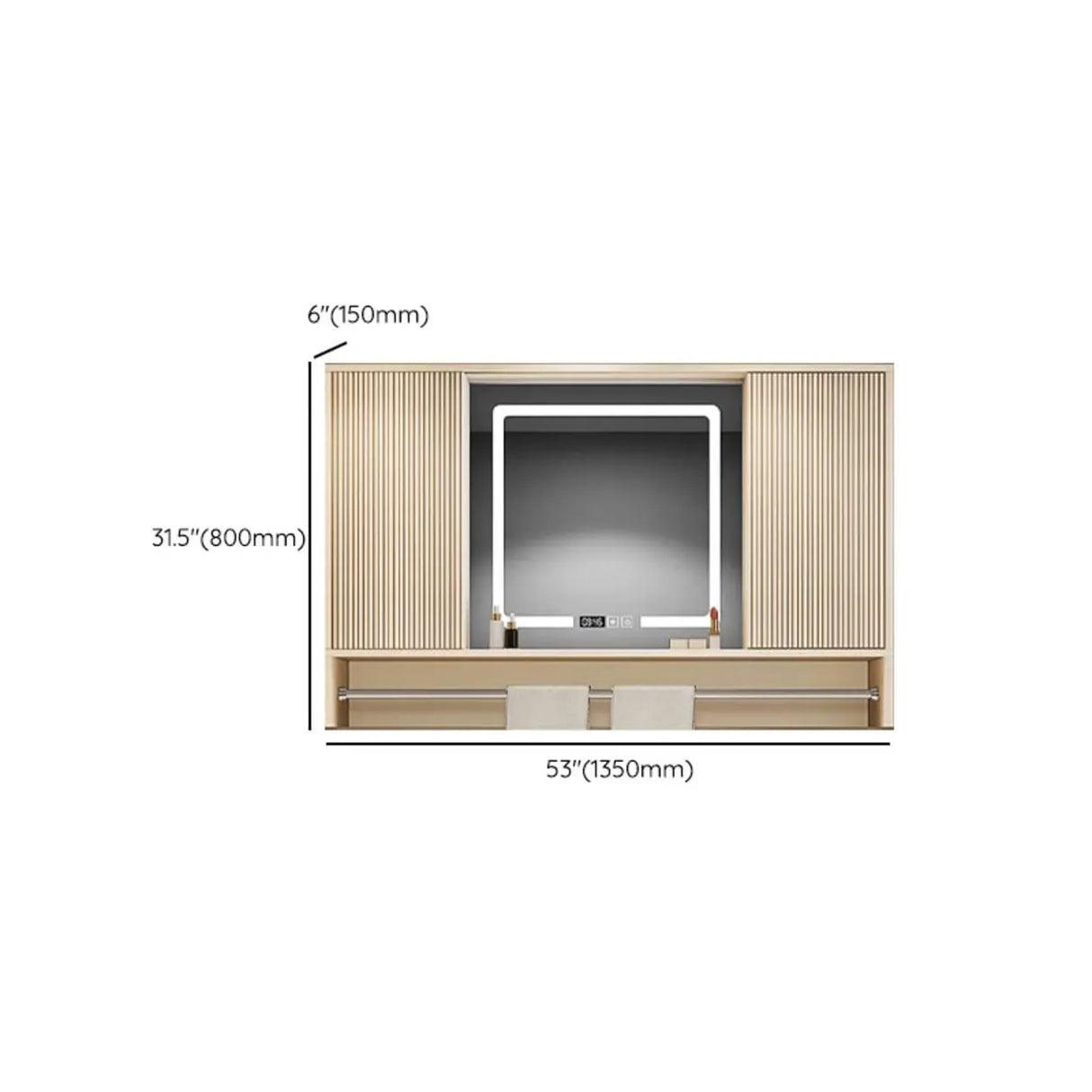 Engineered Wood Light Yellow Frameless Vanity Cabinet Image - 21