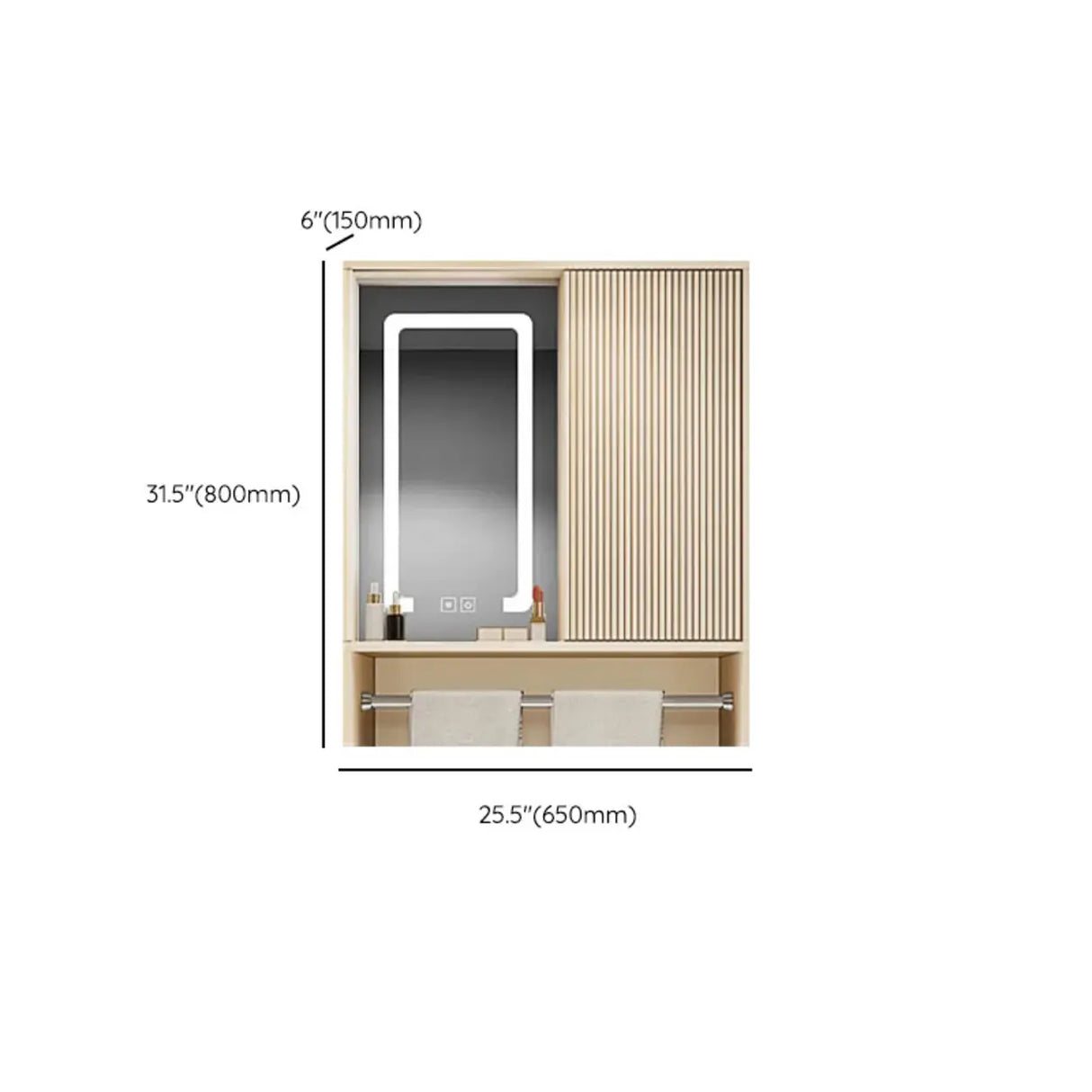 Engineered Wood Light Yellow Frameless Vanity Cabinet Image - 23