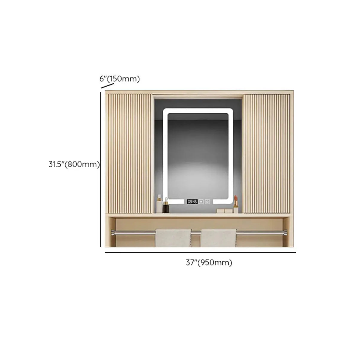 Engineered Wood Light Yellow Frameless Vanity Cabinet Image - 26