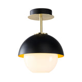 Entrance Black Dome Glass Orb Semi-Flush Mount Light Image - 3