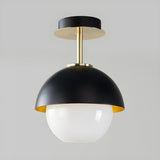 Entrance Black Dome Glass Orb Semi-Flush Mount Light Image - 5