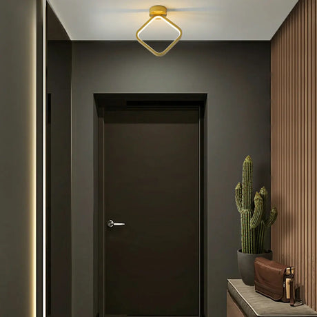 Entrance Chic Gold Square Semi-Flush Mount Ceiling Lamp Image - 1