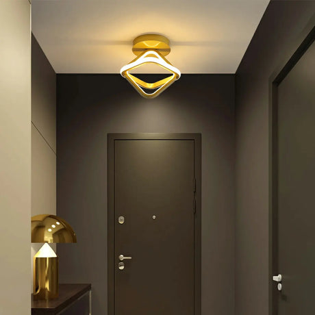 Entrance Chic Gold Square Semi-Flush Mount Ceiling Lamp Image - 2