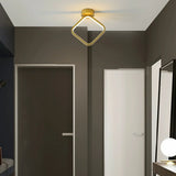 Entrance Chic Gold Square Semi-Flush Mount Ceiling Lamp Image - 4