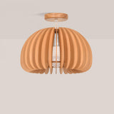 Entrance Dome Wood Semi-Flush Mount Ceiling Light Image - 11