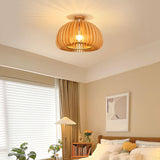 Entrance Dome Wood Semi-Flush Mount Ceiling Light Image - 6