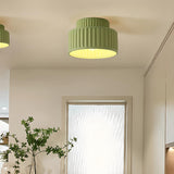 Entrance Green Resin Cylinder Flush Mount Ceiling Light Image - 1