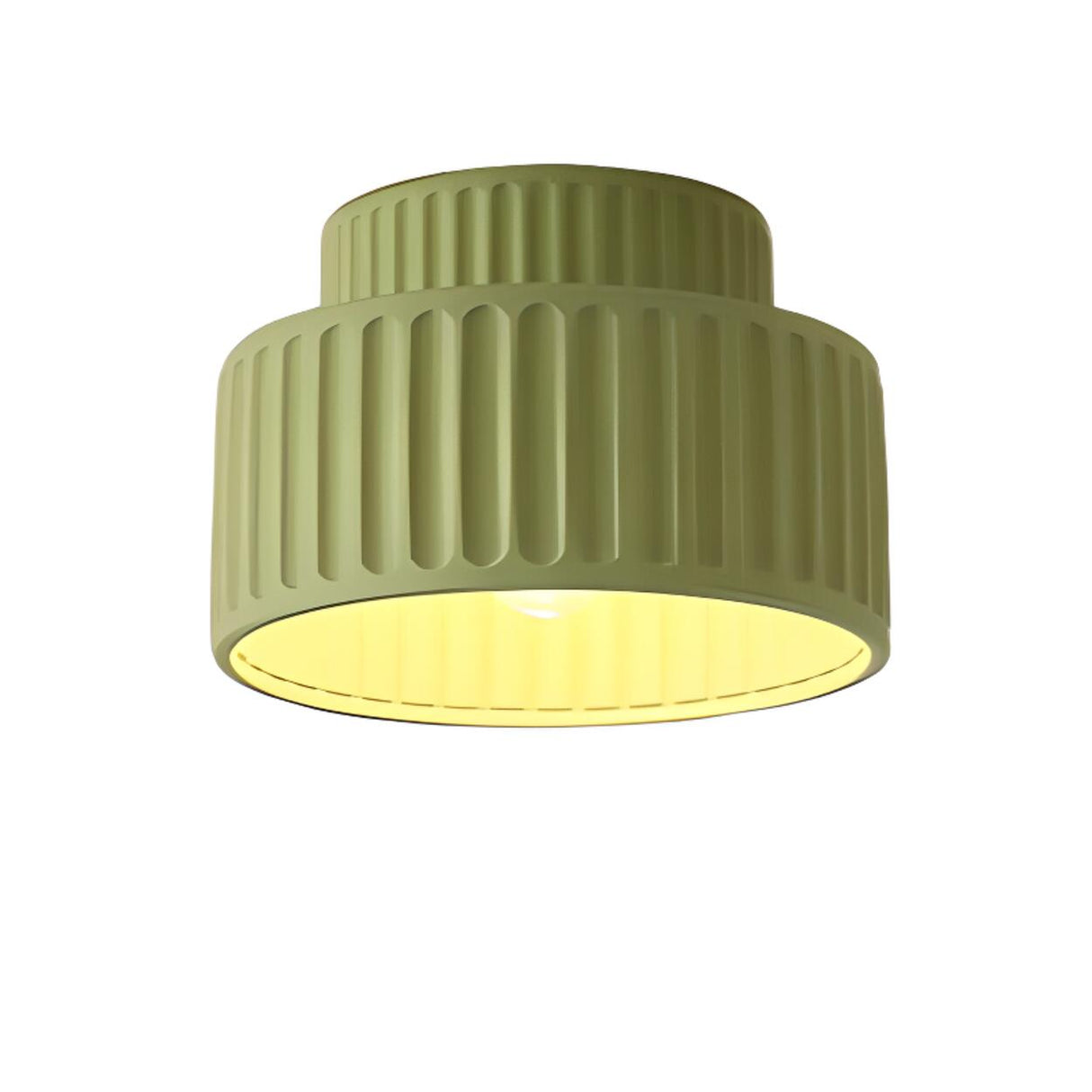 Entrance Green Resin Cylinder Flush Mount Ceiling Light Image - 5