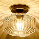 Entrance Industrial Glass Semi-Flush Mount Light 1 Light Image - 10