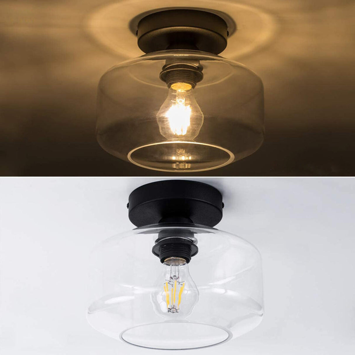 Entrance Industrial Glass Semi-Flush Mount Light 1 Light Image - 12