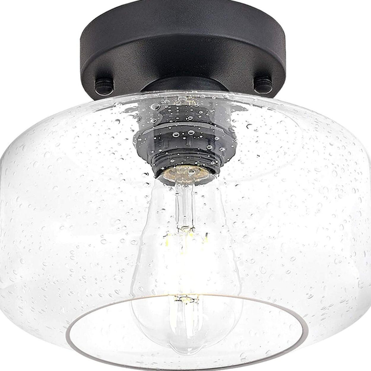 Entrance Industrial Glass Semi-Flush Mount Light 1 Light Image - 14