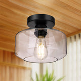 Entrance Industrial Glass Semi-Flush Mount Light 1 Light Image - 2