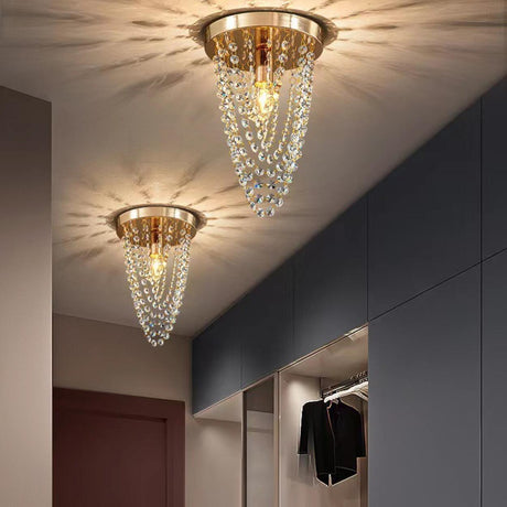 Entrance Luxury Crystal Circle Flush Mount Ceiling Light Image - 1