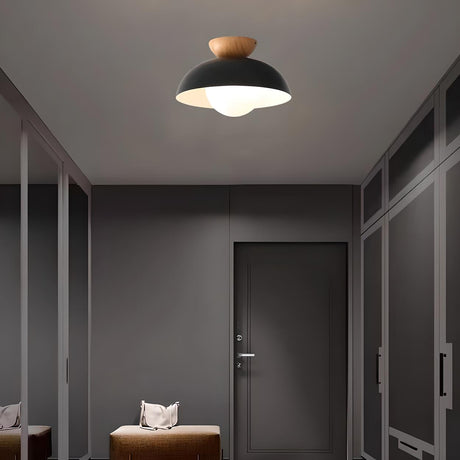 Entrance Mini Black Dome Semi-Flush Mount Ceiling Light Image - 2