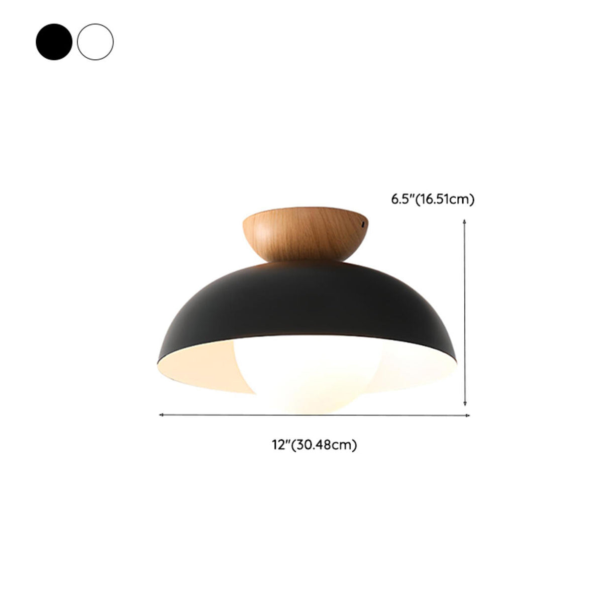 Entrance Mini Black Dome Semi-Flush Mount Ceiling Light 