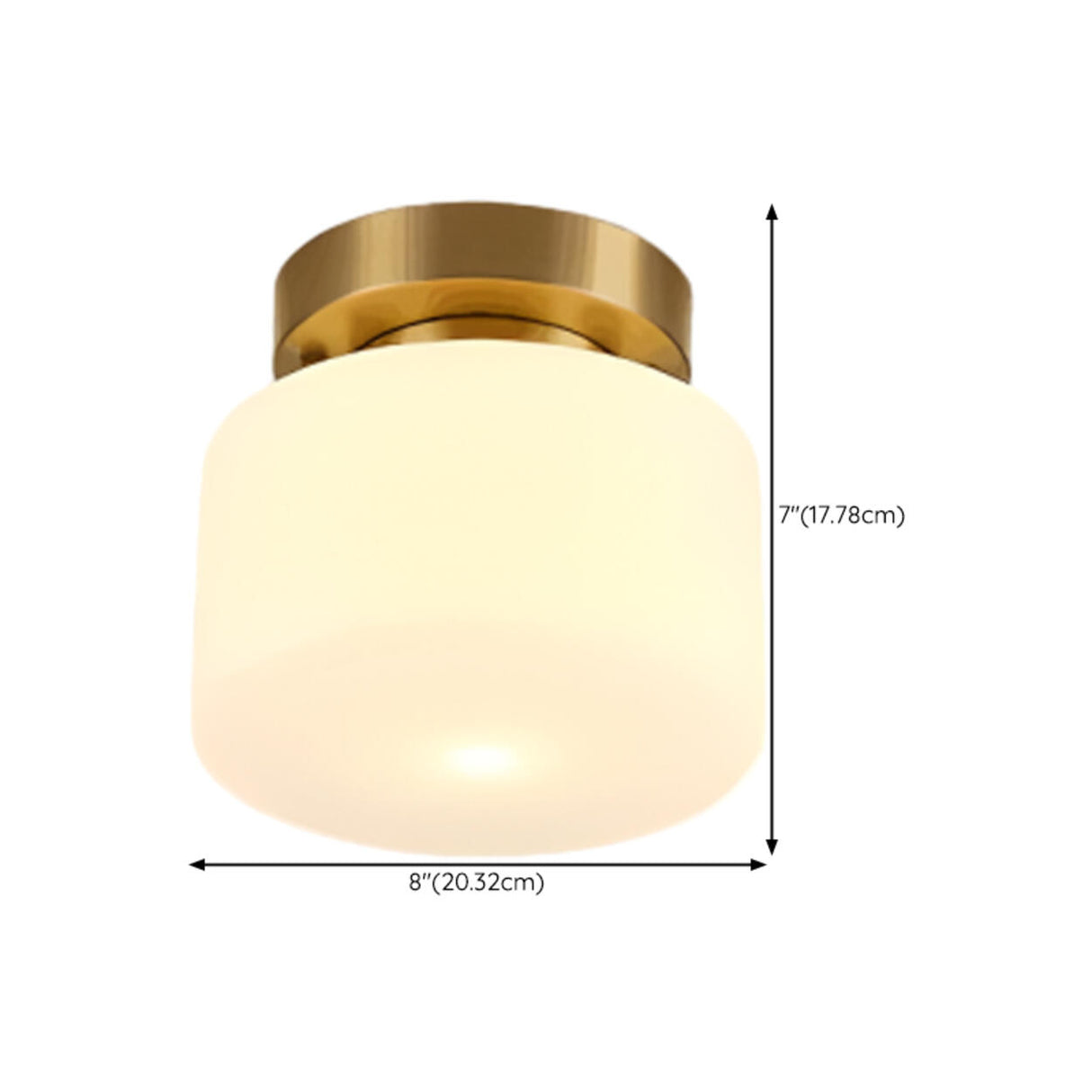 Entrance Mini Cylinder Gold Glass Semi-Flush Mount Lamp 