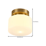 Entrance Mini Cylinder Gold Glass Semi-Flush Mount Lamp #size