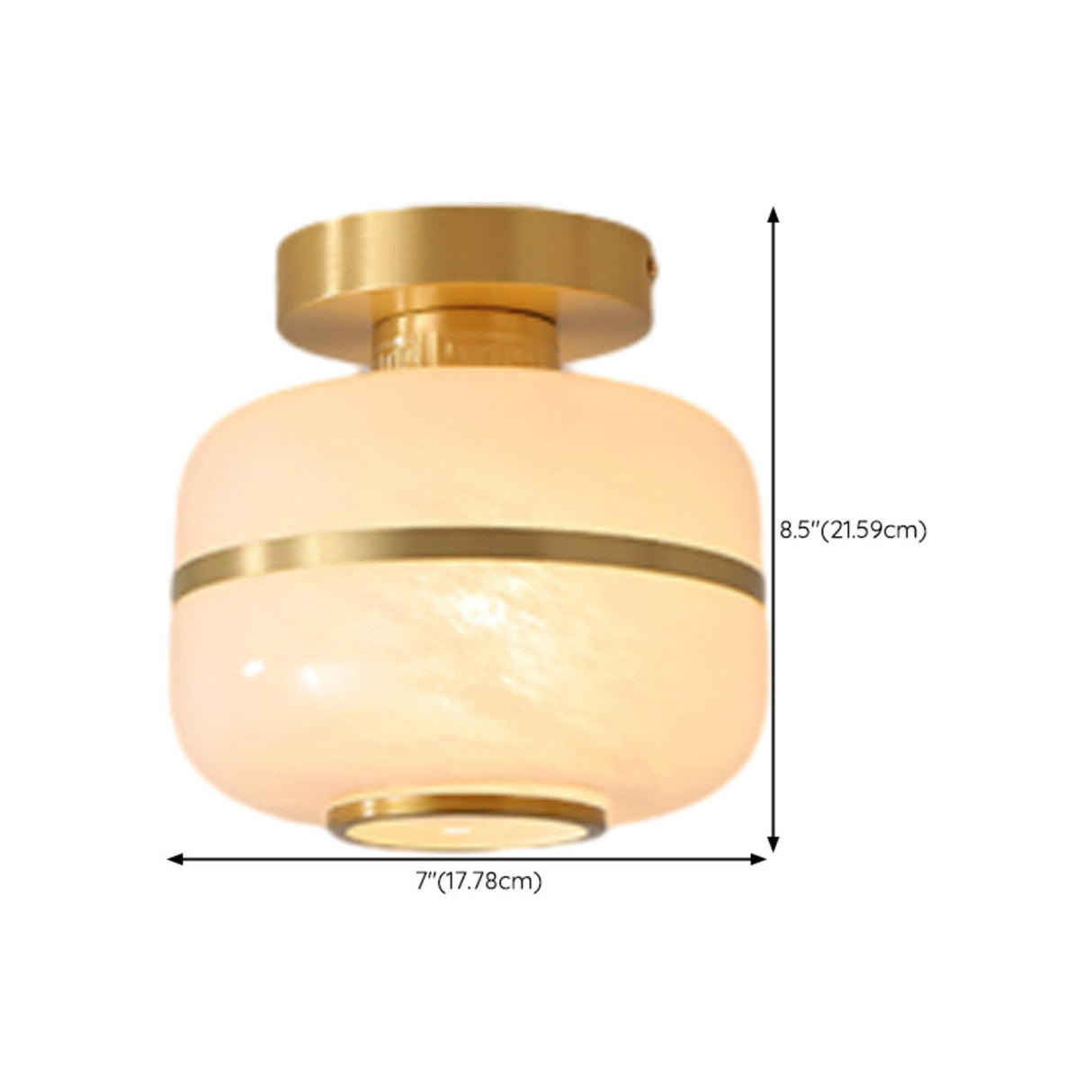 Entrance Mini Cylinder Gold Glass Semi-Flush Mount Lamp Image - 12