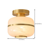 Entrance Mini Cylinder Gold Glass Semi-Flush Mount Lamp Image - 12