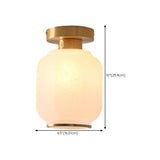 Entrance Mini Cylinder Gold Glass Semi-Flush Mount Lamp Image - 13