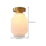 Entrance Mini Cylinder Gold Glass Semi-Flush Mount Lamp Image - 14