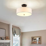 Entrance Mini Fabric Cylinder Semi-Flush Mount Lamp Image - 1