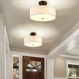 Entrance Mini Fabric Cylinder Semi-Flush Mount Lamp Image - 7