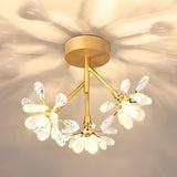 Entrance Mini Flower Crystal Semi-Flush Mount Light Image - 13