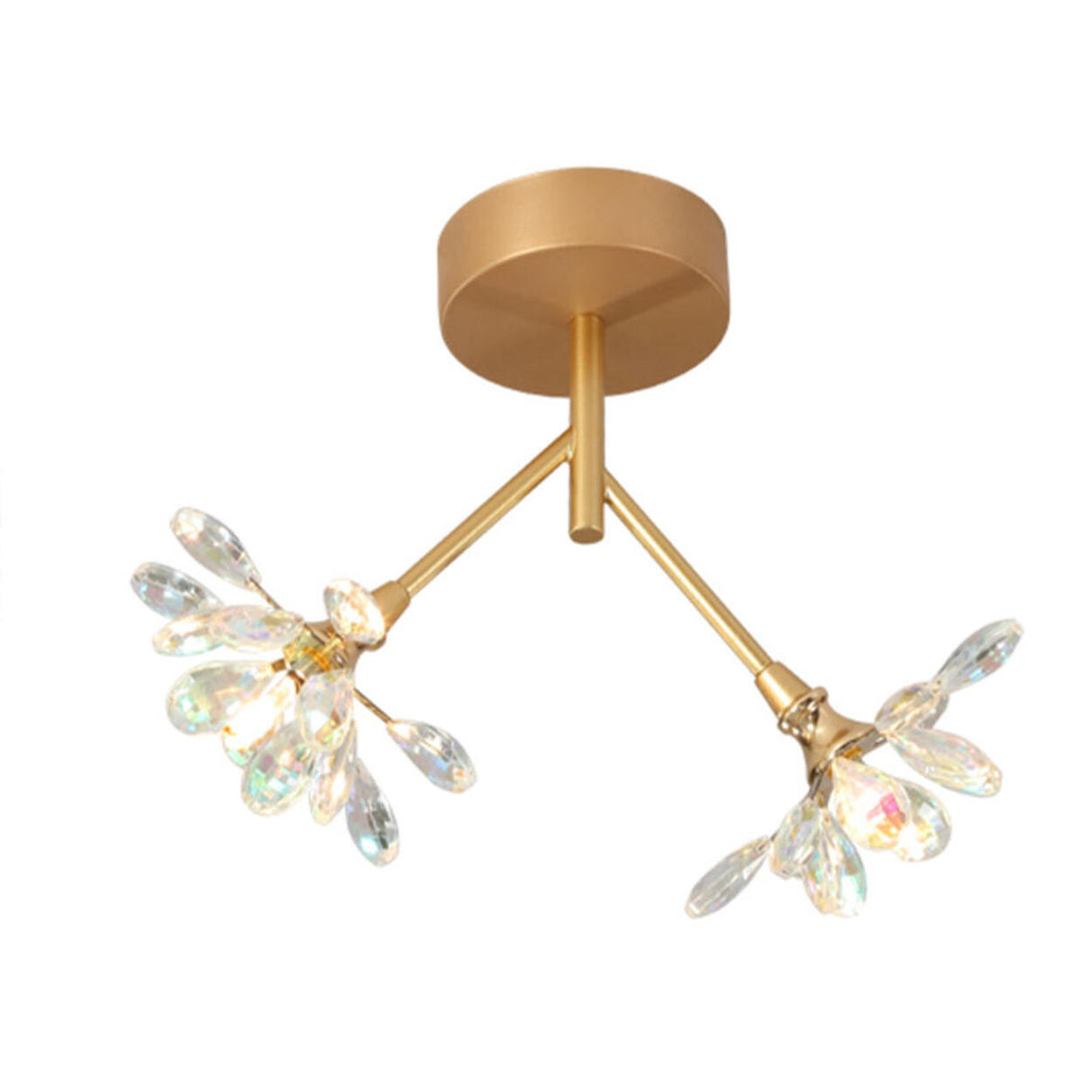 Entrance Mini Flower Crystal Semi-Flush Mount Light Image - 2